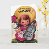 1950年代のヴィンテージハッピーバースデー娘 カード (黄色い花)