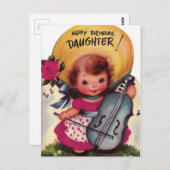 1950年代のヴィンテージハッピーバースデー娘 ポストカード (正面/裏面)