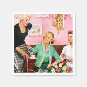 1950年代のヴィンテージレディースアフタヌーンティーを楽しむ スタンダードカクテルナプキン (正面)