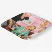 1950年代のヴィンテージレディースアフタヌーンティーを楽しむ ペーパープレート (傾斜あり)