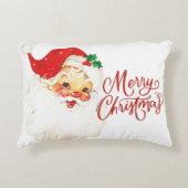 1950年代のヴィンテージレトロサンタクロスメリークリスマス アクセントクッション (正面)