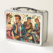 1950年代のヴィンテージロックアンドロール漫画 メタルランチボックス (裏面)