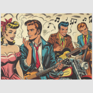 1950年代のヴィンテージロックアンドロール漫画 薄葉紙