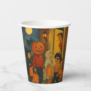 1950年代のヴィンテージ/レトロなハロウィンのお菓子をねだる子供 紙コップ
