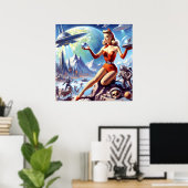 1950年代のヴィンテージSF女性 ポスター (ホームオフィス)