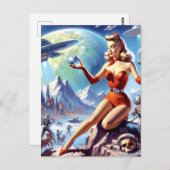 1950年代のヴィンテージSF女性 ポストカード (正面/裏面)