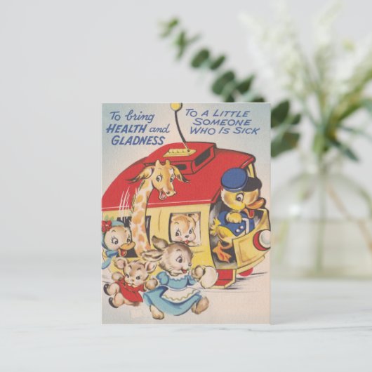 1950年代の動物園の動物たちもうすぐ元気になる ポストカード (スタンド正面)