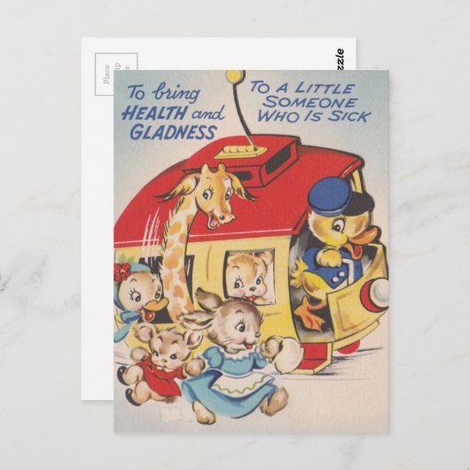 1950年代の動物園の動物たちもうすぐ元気になる ポストカード (正面/裏面)