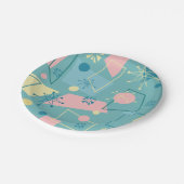 1950年代の原子レトロ(ティール（緑がかった色）とピンク) ペーパープレート (アングル)