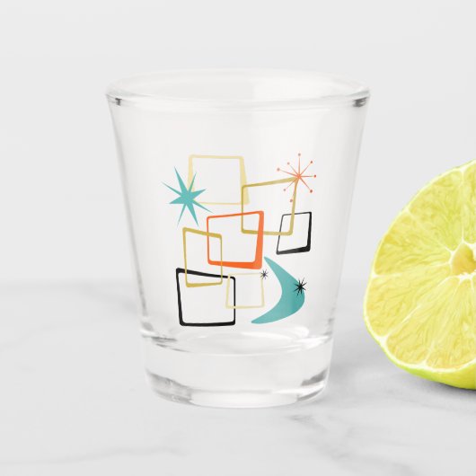 1950年代の原子団スターズブーメランミッドセンチュリー ショットグラス (正面)