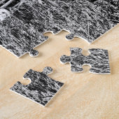 1950年代の古代車の白黒写真、色合い ジグソーパズル (側面)