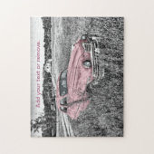 1950年代の古代車の白黒写真、色合い ジグソーパズル (縦)