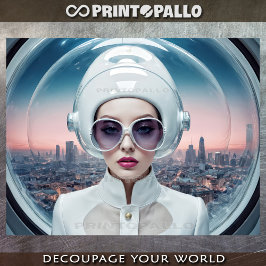 1950年代の女性で大きな眼鏡とプレキシグラス 薄葉紙