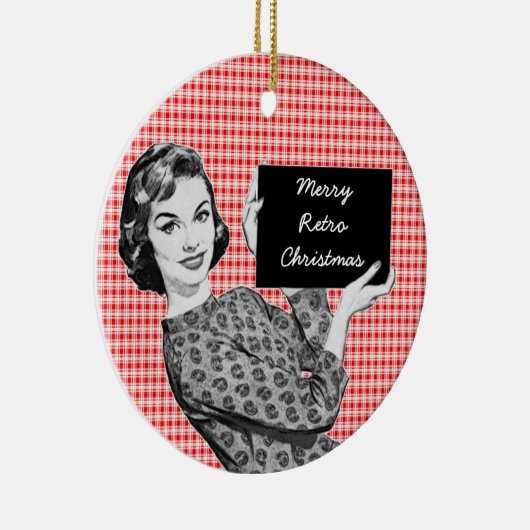 1950年代の女性とクリスマスサインV2 セラミックオーナメント (右)