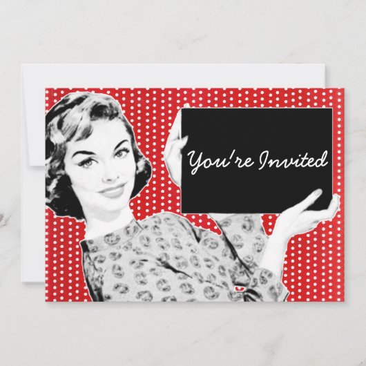 1950年代の女性と看板 招待状 (正面)