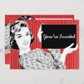 1950年代の女性と看板 招待状 (正面/裏面)
