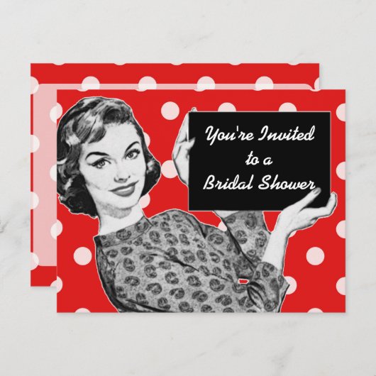1950年代の女性サインブライダルシャワー 招待状 (正面/裏面)