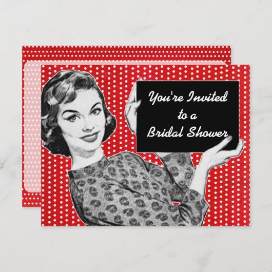 1950年代の女性サインブライダルシャワー 招待状 (正面/裏面)