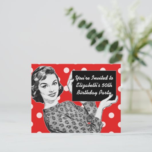 1950年代の女性サイン誕生日 招待状 (スタンド正面)