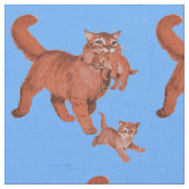 1950年代の子猫ママと子猫プリント ファブリック (クローズアップ)