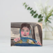 1950年代の母は車で ポストカード (スタンド正面)