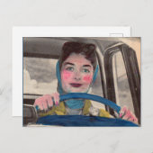 1950年代の母は車で ポストカード (正面/裏面)