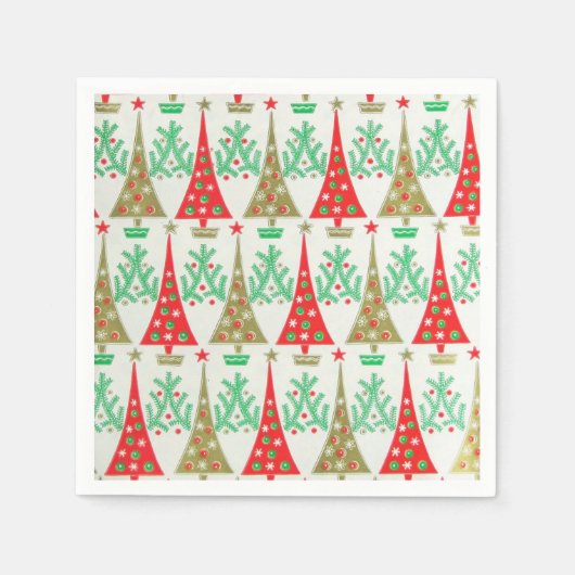 1950年代の漫画クリスマスツリーカクテルナプキンス スタンダードカクテルナプキン (正面)