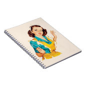 1950年代の焼き菓子作りの日のレトロな女性 エプロン姿 ノートブック (右側)