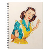 1950年代の焼き菓子作りの日のレトロな女性 エプロン姿 ノートブック (正面)