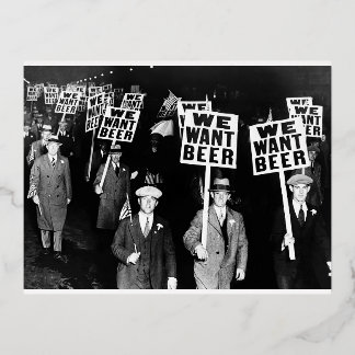 1950年代の禁酒法ビール抗議のヴィンテージ写真 箔シーズンポストカード