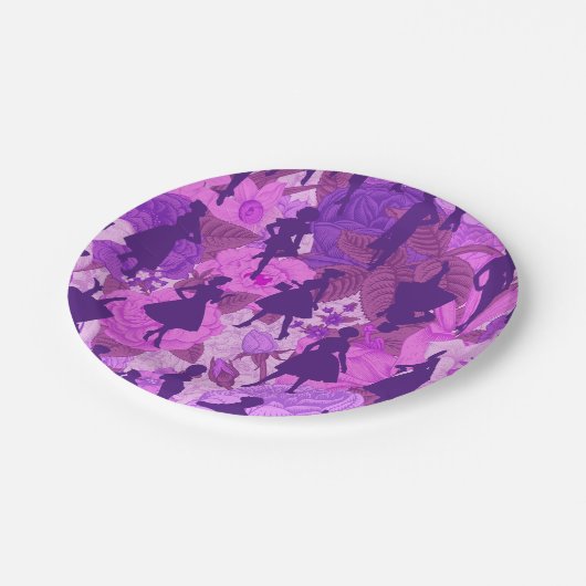 1950年代の紫のミッドセンチュリーヴィンテージシルエット女性 ペーパープレート (アングル)