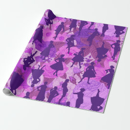 1950年代の紫のミッドセンチュリーヴィンテージシルエット女性 ラッピングペーパー