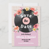 1950年代の花柄音楽レコード 結婚式場面 保存日付 セーブザデート (正面)