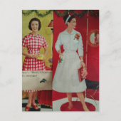 1950年代の華やかなクリスマスレディース ポストカード (正面)