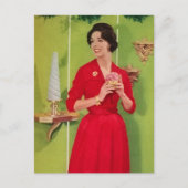 1950年代の華やかなクリスマスレディ ポストカード (正面)