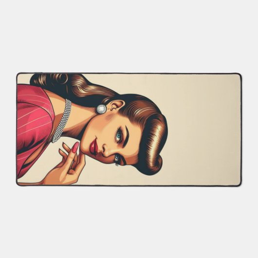 1950年代の華やかな女性ファッション、50年代のスカートギフト デスクマット (正面)