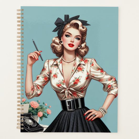 1950年代の華やかな女性ファッション、50年代のスカートギフト プランナー手帳 (正面)