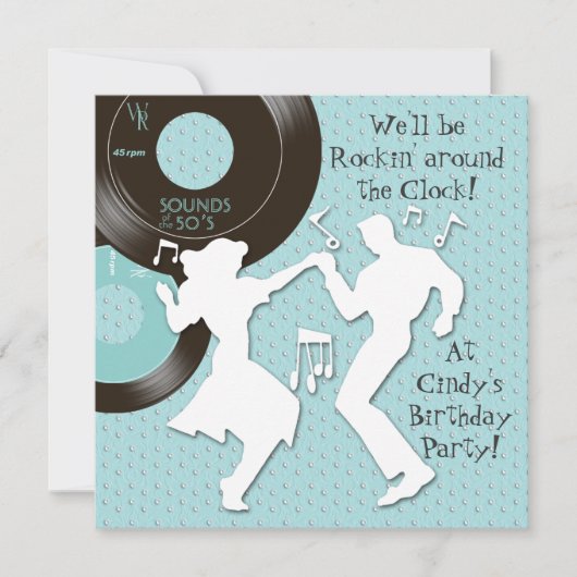 1950年代の誕生日パーティー招待状 招待状 (正面)