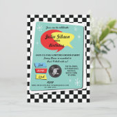 1950年代の誕生日パーティー レトロなロックンロールスタイルの招待状 招待状 (スタンド正面)