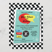 1950年代の誕生日パーティー レトロなロックンロールスタイルの招待状 招待状 (正面/裏面)