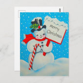 1950年代の雪だるまメリークリスマスポストカード ポストカード (正面/裏面)