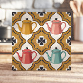 1950年代の風変わりなキッチンデザインを思わせる遊び心あるポット タイル