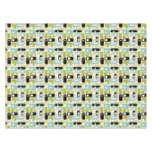 1950年代の黄色のアクアグリーン長方形ミッドセンチュリー テーブルクロス (正面(横))