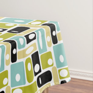 1950年代の黄色のアクアグリーン長方形ミッドセンチュリー テーブルクロス