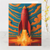 1950年代をイメージしたロケット カード (黄色い花)