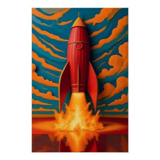 1950年代をイメージしたロケット ポスター (正面)