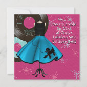 1950年代をテーマにした誕生日パーティー 招待状 (正面)