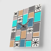 1950年代アトミック時代の長方形スターバスト スクエア壁時計 (傾斜)