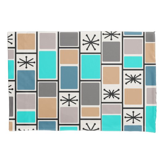 1950年代アトミック時代の長方形スターバスト 枕カバー (正面)