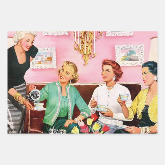 1950年代アフタヌーンティーヴィンテージアート ラッピングペーパーシート (正面2)